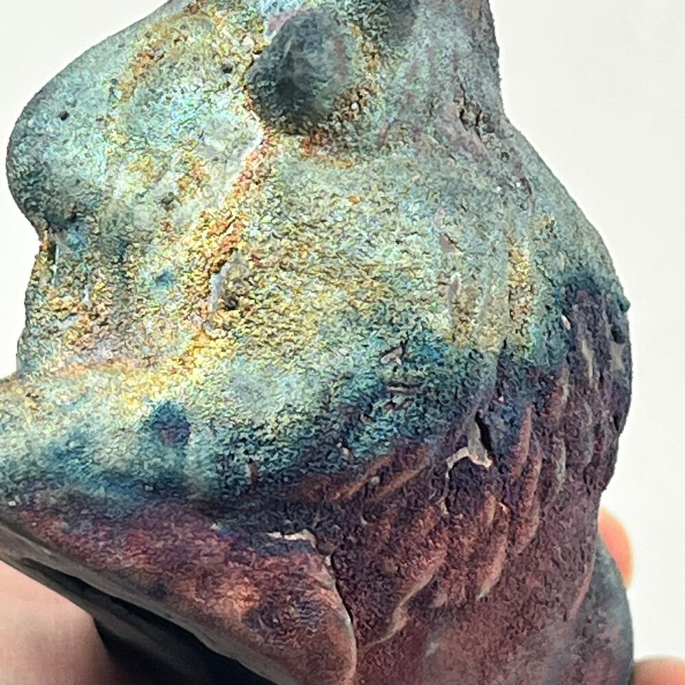 Raku Fired Bull Figurine Primitive Studio Pottery Ox Sculpture Handmade Art 4" - Picture 12 of 12